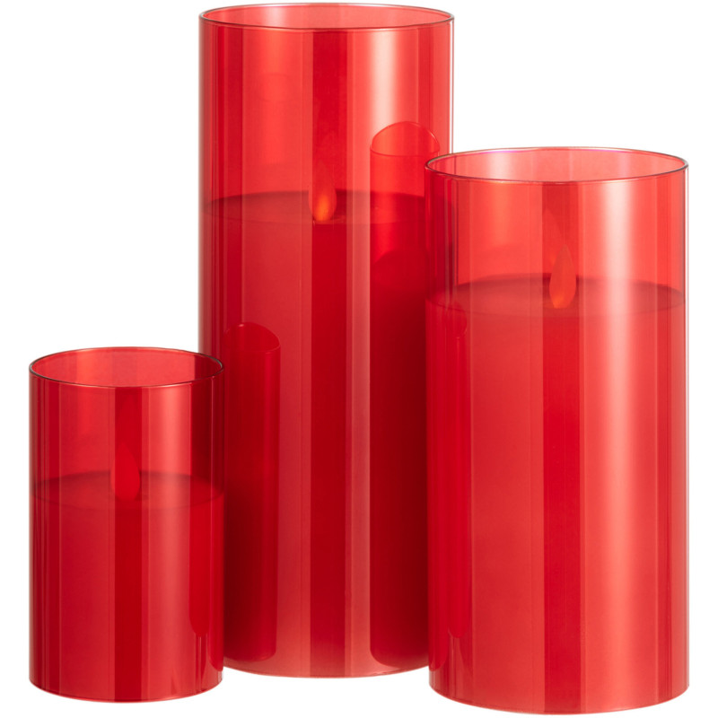 Bougie Led XXL moderne Hauteur 25 cm en Verre Rouge Agma - 5