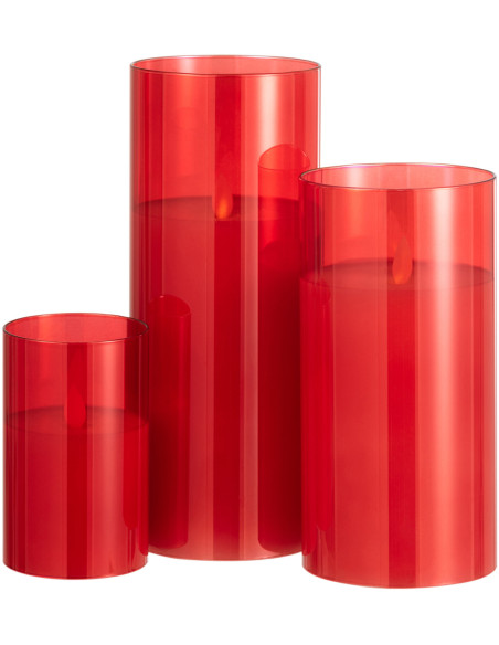 Bougie Led XXL moderne Hauteur 25 cm en Verre Rouge Agma - 5