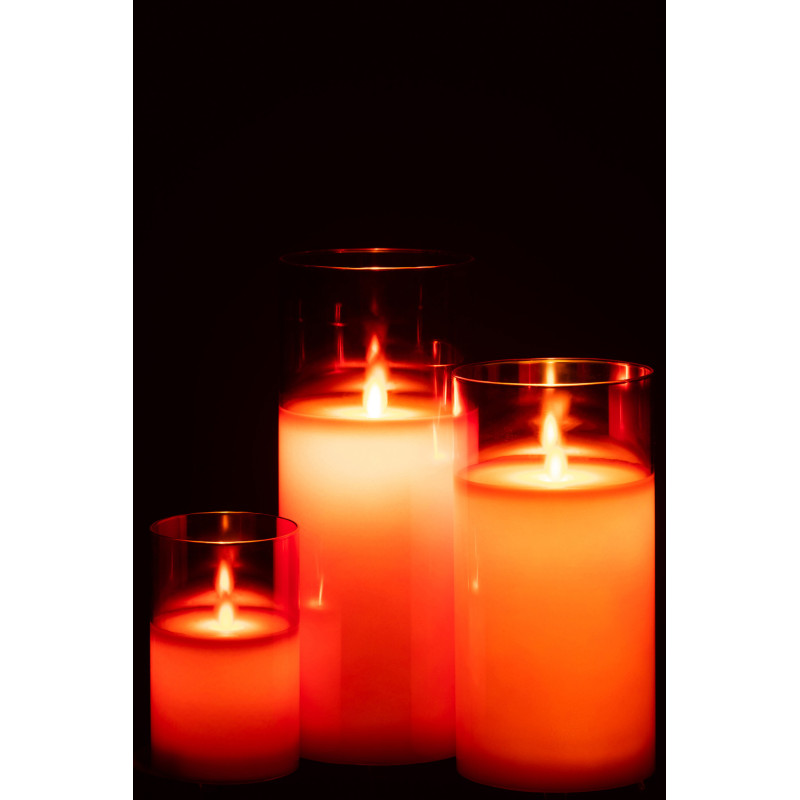 Bougie Led XXL moderne Hauteur 25 cm en Verre Rouge Agma - 7