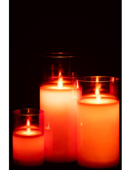Bougie Led XXL moderne Hauteur 25 cm en Verre Rouge Agma - 7