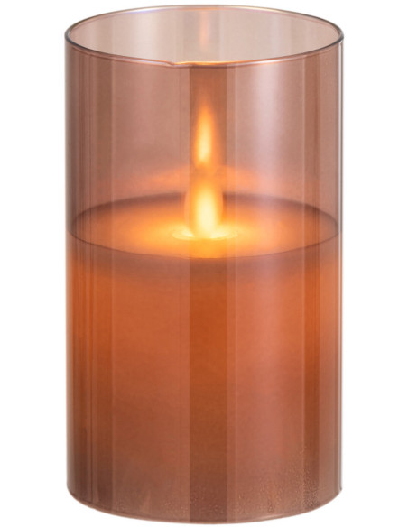 Bougie Led moderne Hauteur 12 cm en Verre Ambré Agma - 3