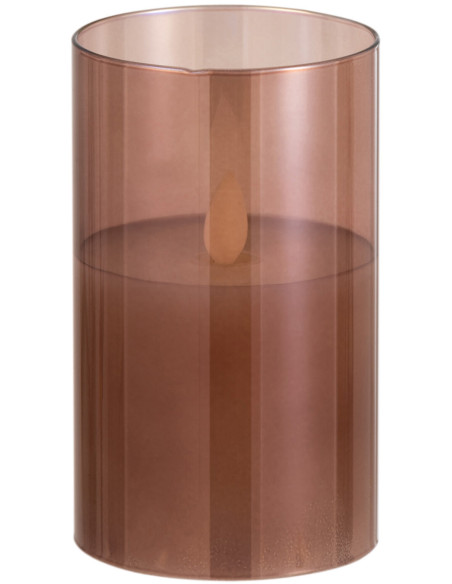 Bougie Led moderne Hauteur 12 cm en Verre Ambré Agma - 1