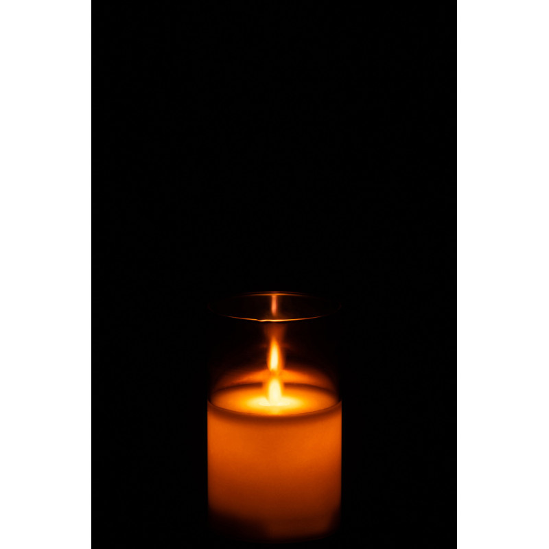 Bougie Led moderne Hauteur 12 cm en Verre Ambré Agma - 4