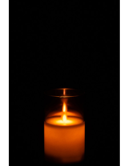 Bougie Led moderne Hauteur 12 cm en Verre Ambré Agma - 4