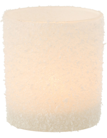 Photophore original Diamètre 9 cm en Verre Blanc Effet neige Leron - 3