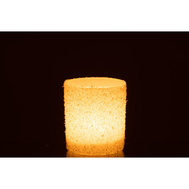 Photophore original Diamètre 9 cm en Verre Blanc Effet neige Leron - 4