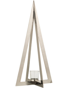 Photophore Sapin de Noël design Hauteur 58 cm en Métal Argenté Verre Transparent Deliano - 1