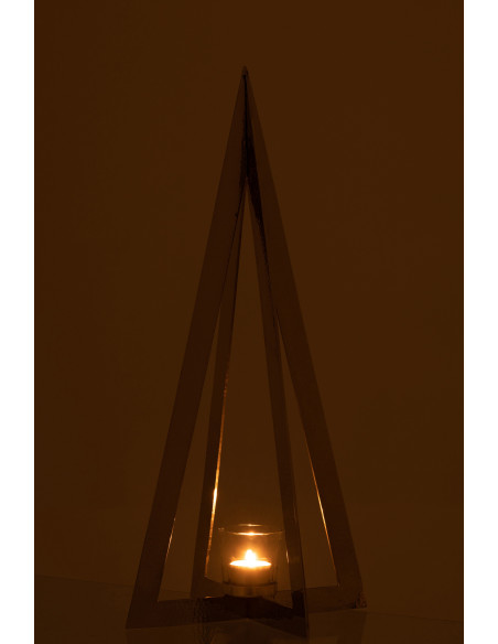 Photophore Sapin de Noël design Hauteur 58 cm en Métal Argenté Verre Transparent Deliano - 3