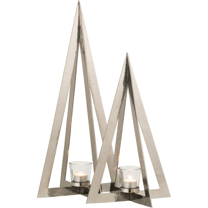 Photophore Sapin de Noël design Hauteur 58 cm en Métal Argenté Verre Transparent Deliano - 5