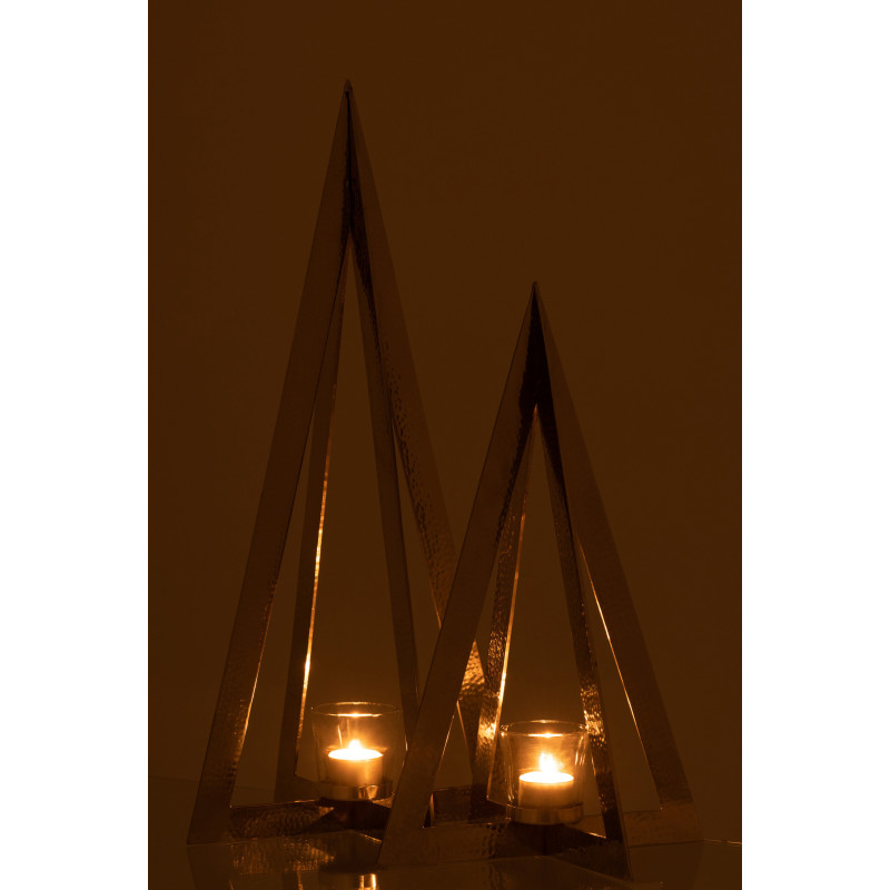 Photophore Sapin de Noël design Hauteur 58 cm en Métal Argenté Verre Transparent Deliano - 6