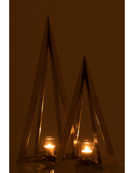 Photophore Sapin de Noël design Hauteur 58 cm en Métal Argenté Verre Transparent Deliano - 6