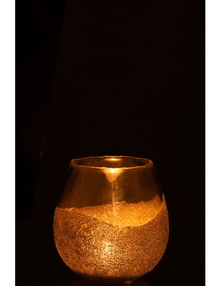 Photophore moderne XL avec perles Diamètre 17 cm en Verre Transparent Doré Arinao - 3