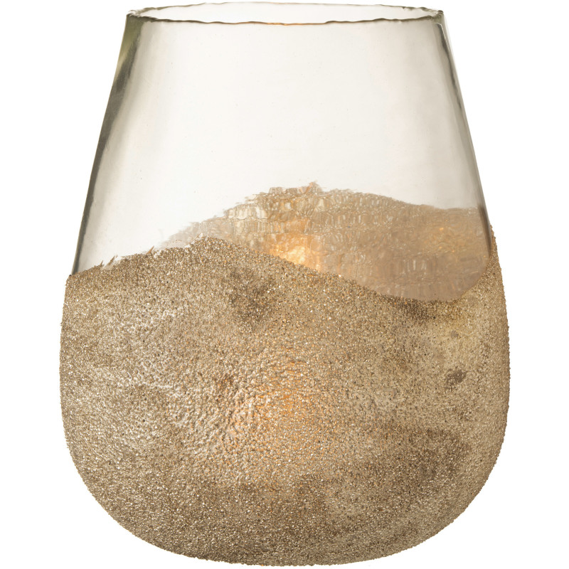 Photophore moderne XXL avec perles Diamètre 25 cm en Verre Transparent Doré Arinao - 2