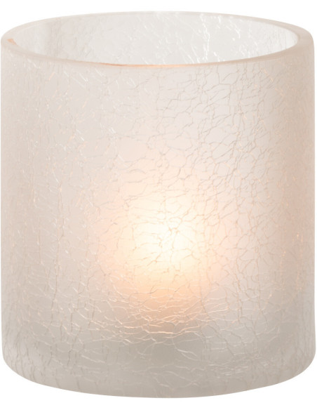 Photophore moderne cylindrique Diamètre 10 cm en Verre Blanc givré Motif craquelé Thalorx - 2