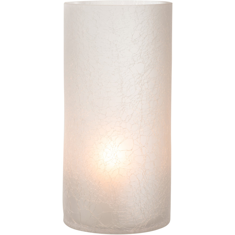 Photophore moderne cylindrique XL Hauteur 29 cm en Verre Blanc givré Motif craquelé Thalorx - 2