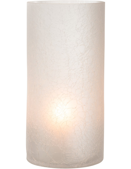 Photophore moderne cylindrique XL Hauteur 29 cm en Verre Blanc givré Motif craquelé Thalorx - 2