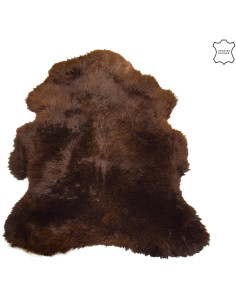 Tapis original Poils longs Peau de mouton 107x71 en Cuir véritable Marron Montinio - 1