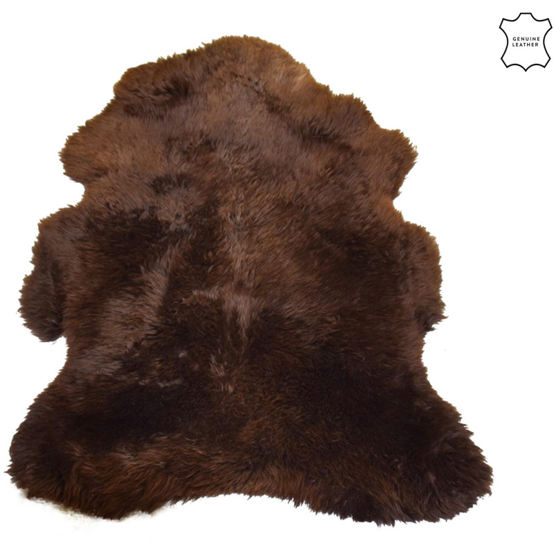 Tapis original Poils longs Peau de mouton 107x71 en Cuir véritable Marron Montinio - 1