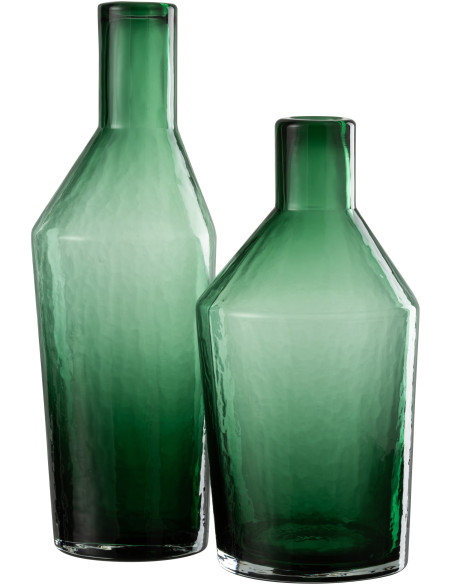 Vase Bouteille Miliana Hauteur 35 cm en Verre Vert - 3