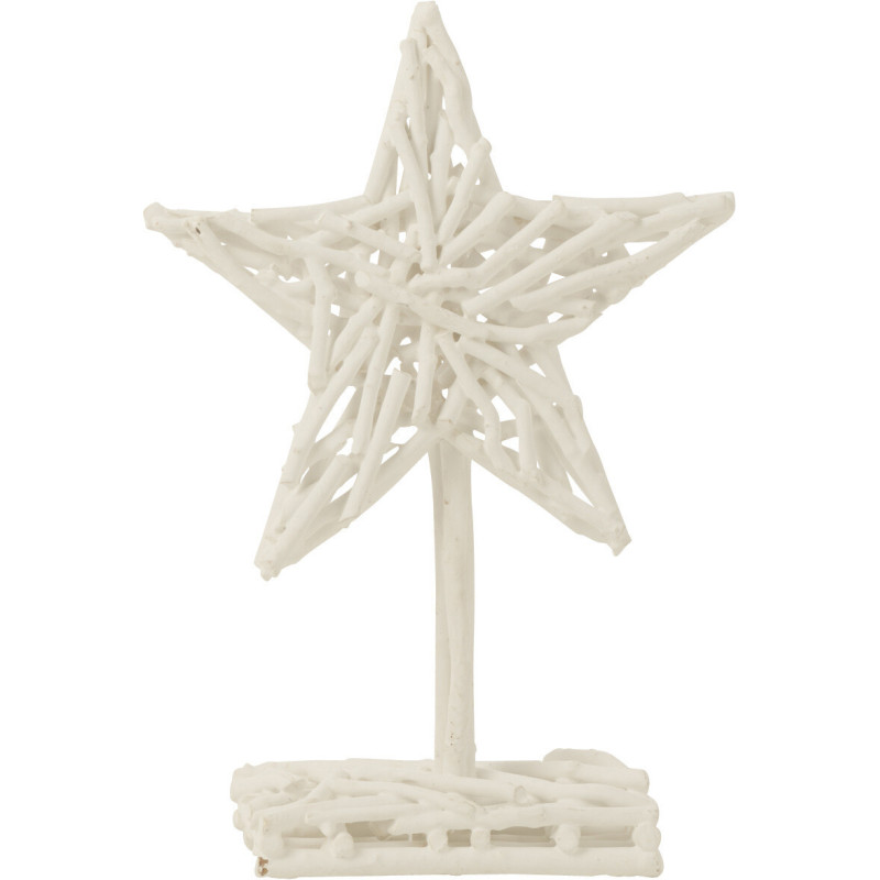 Étoile déco sur pied XL Hauteur 45 cm en Bois d'arbre à thé Blanc Alviana - 1