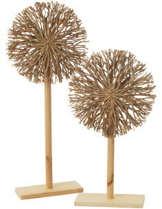 Décoration originale sur pied XXL en Bois d'arbre à thé Naturel Zelaïa (Lot de 2) - 1