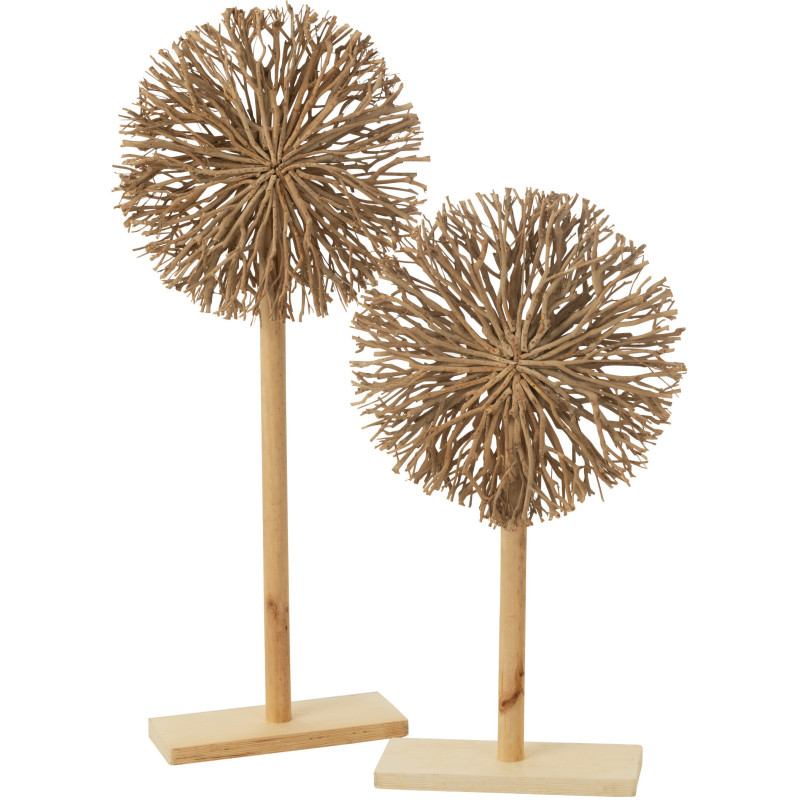 Décoration originale sur pied XXL en Bois d'arbre à thé Naturel Zelaïa (Lot de 2) - 1