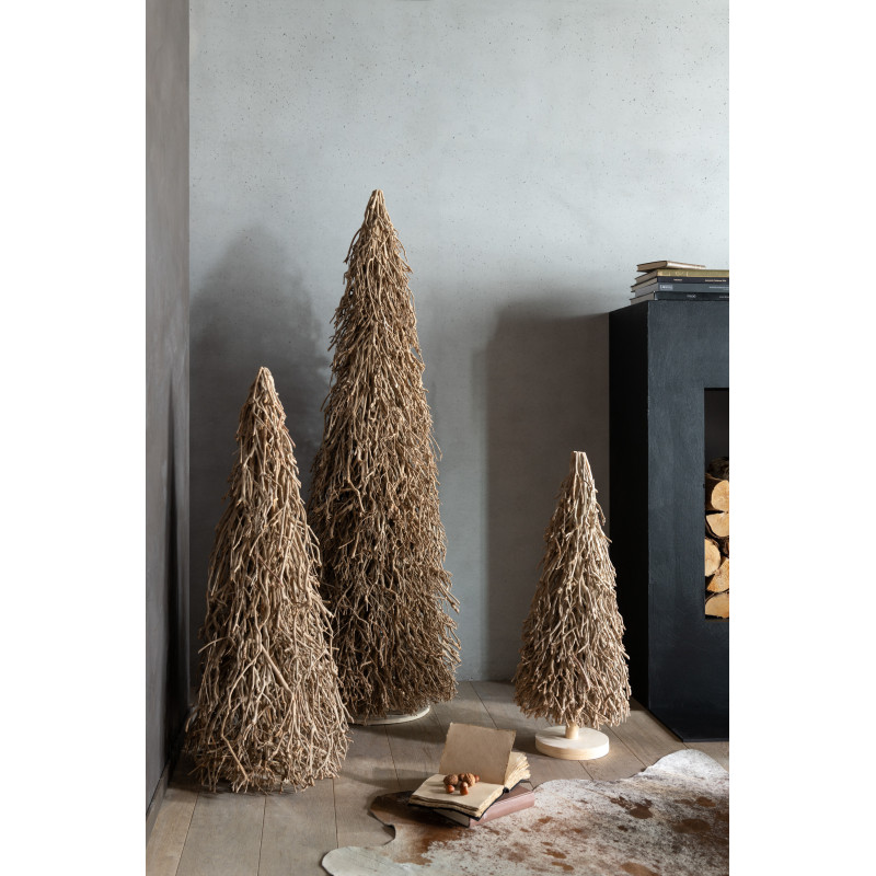 Sapin de Noël déco XXL Hauteur 180 cm en Bois d'arbre à thé Naturel Amélya - 2