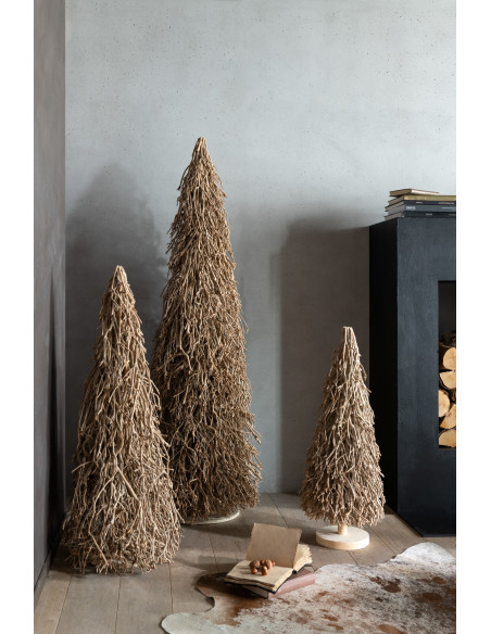 Sapin de Noël déco XXL Hauteur 180 cm en Bois d'arbre à thé Naturel Amélya - 2