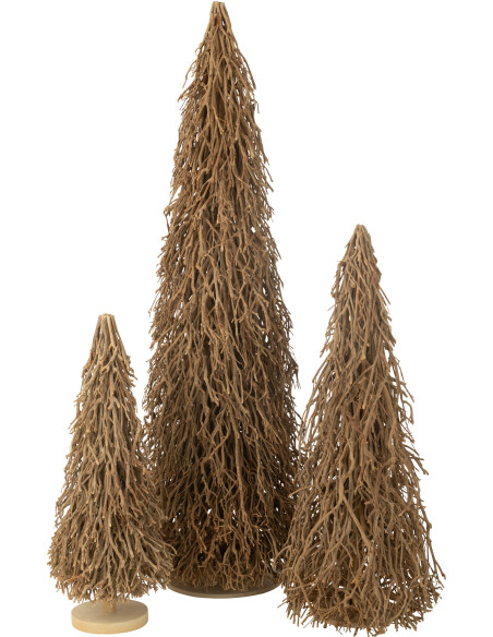 Sapin de Noël déco XXL Hauteur 180 cm en Bois d'arbre à thé Naturel Amélya - 3