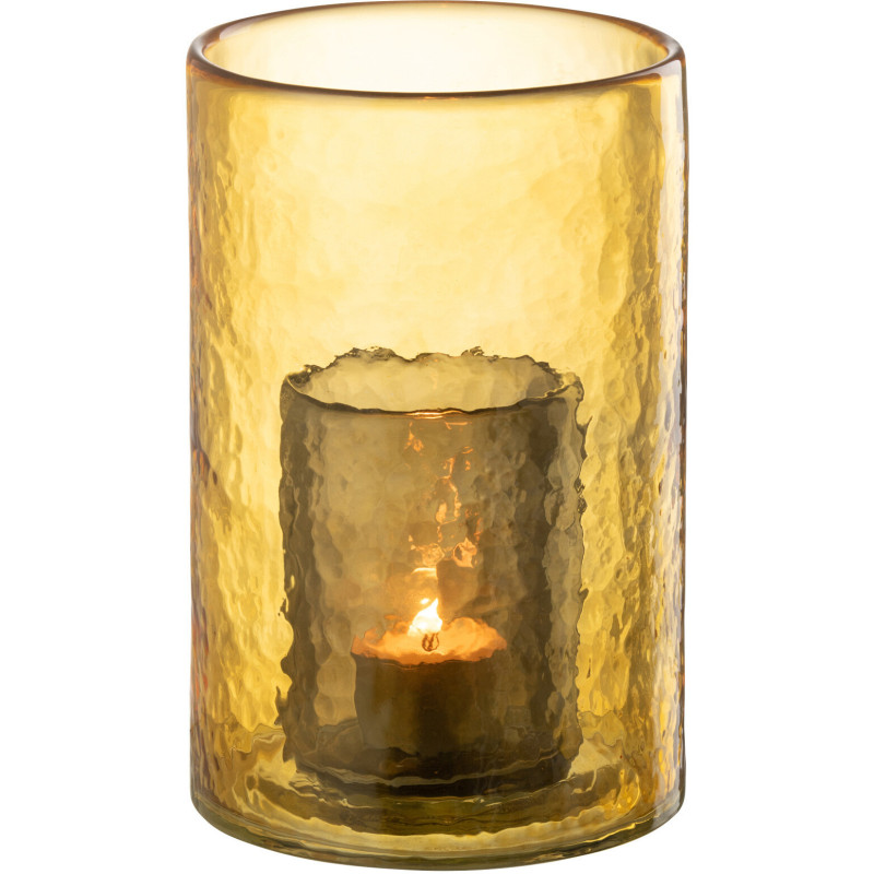 Photophore moderne double paroi Diamètre 12 cm en Verre Jaune Paven - 1