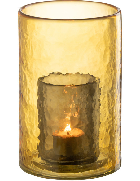 Photophore moderne double paroi Diamètre 12 cm en Verre Jaune Paven - 1