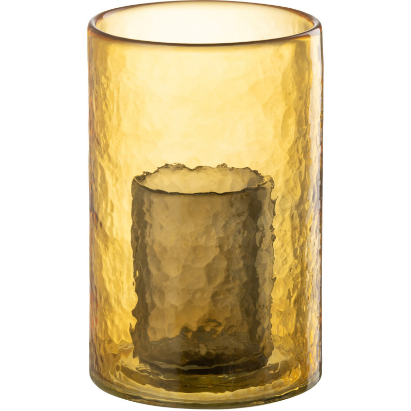 Photophore moderne double paroi Diamètre 12 cm en Verre Jaune Paven - 2