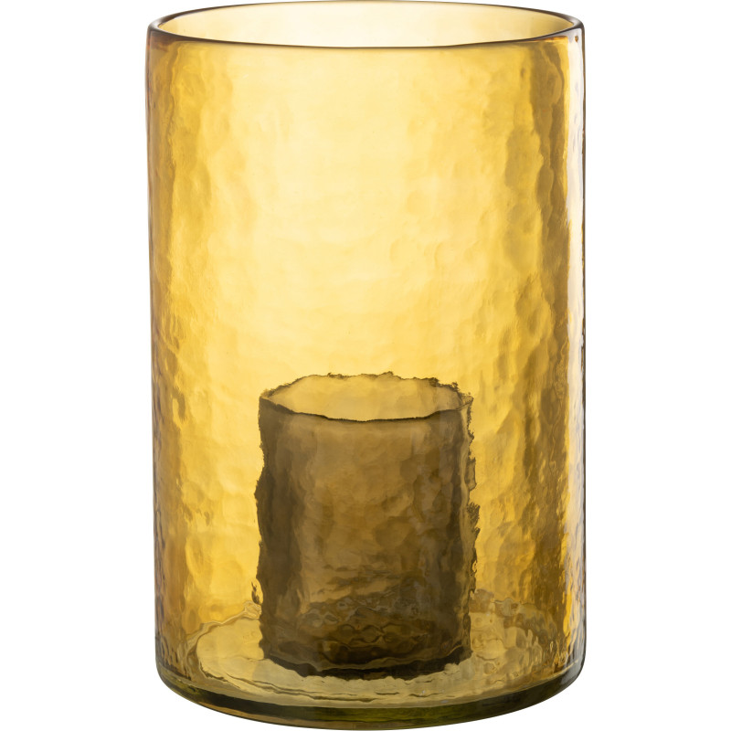 Photophore moderne XL double paroi Diamètre 20 cm en Verre Jaune Paven - 2