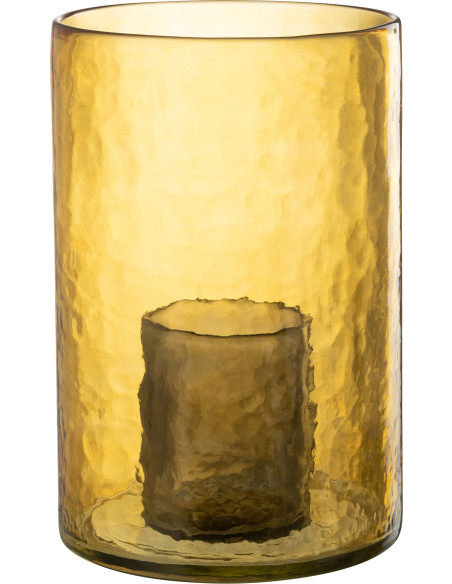 Photophore moderne XL double paroi Diamètre 20 cm en Verre Jaune Paven - 2