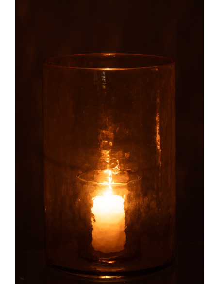 Photophore moderne XL double paroi Diamètre 20 cm en Verre Jaune Paven - 3