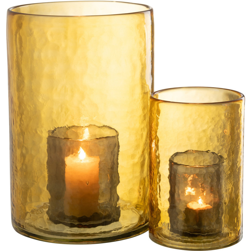 Photophore moderne XL double paroi Diamètre 20 cm en Verre Jaune Paven - 4