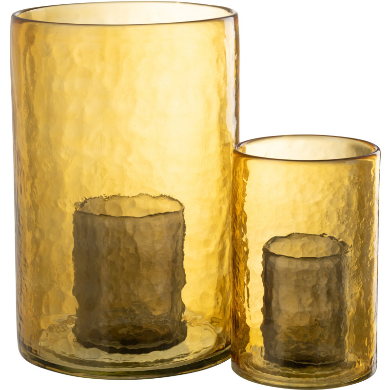 Photophore moderne XL double paroi Diamètre 20 cm en Verre Jaune Paven - 5