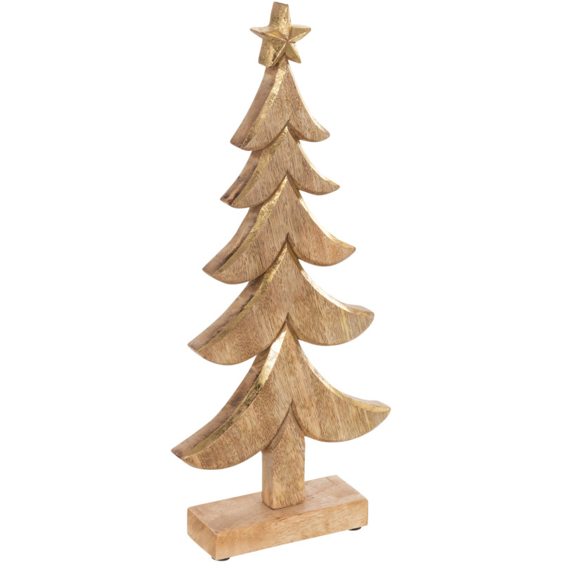 Sapin de Noël 40 cm en Bois de manguier Doré - 1