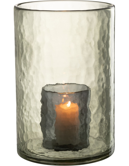 Photophore moderne XL double paroi Diamètre 20 cm en Verre Vert Paven - 1