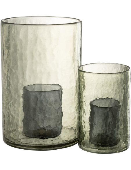 Photophore moderne XL double paroi Diamètre 20 cm en Verre Vert Paven - 5