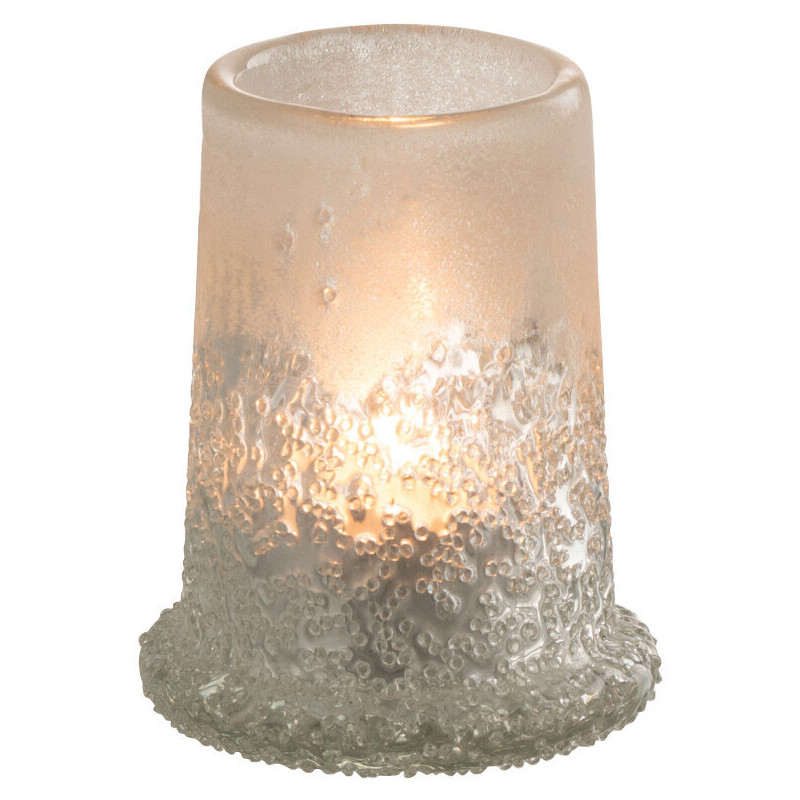 Photophore original conique Diamètre 7 cm en Verre Blanc Motif givré Sugar - 1