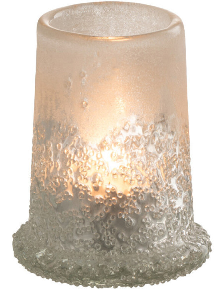 Photophore original conique Diamètre 7 cm en Verre Blanc Motif givré Sugar - 1