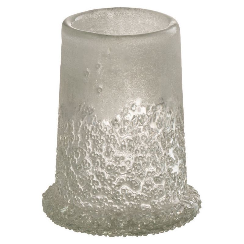 Photophore original conique Diamètre 7 cm en Verre Blanc Motif givré Sugar - 2