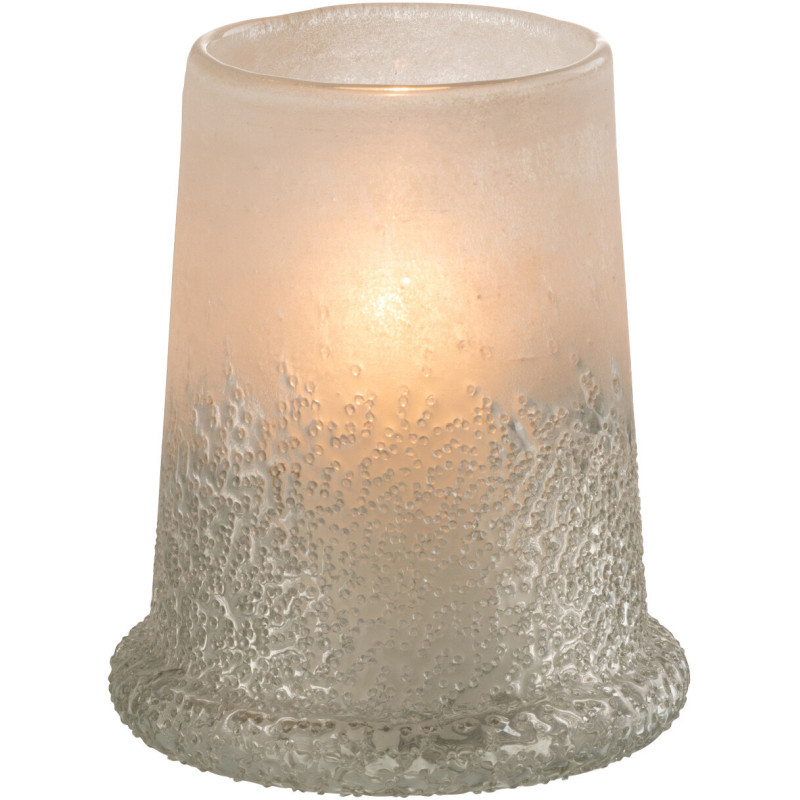 Photophore original conique Diamètre 12 cm en Verre Blanc Motif givré Sugar - 1