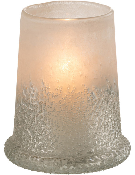 Photophore original conique Diamètre 12 cm en Verre Blanc Motif givré Sugar - 1