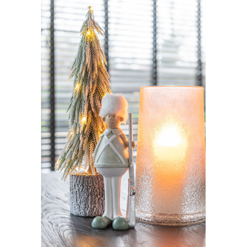 Photophore original conique Diamètre 12 cm en Verre Blanc Motif givré Sugar - 2