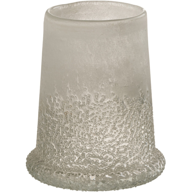 Photophore original conique Diamètre 12 cm en Verre Blanc Motif givré Sugar - 3