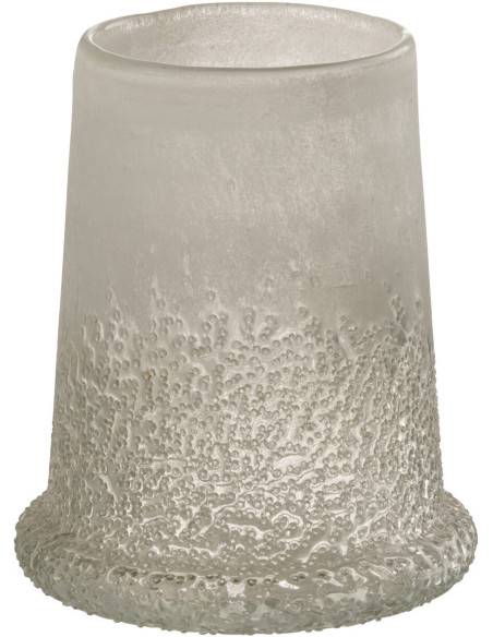 Photophore original conique Diamètre 12 cm en Verre Blanc Motif givré Sugar - 3