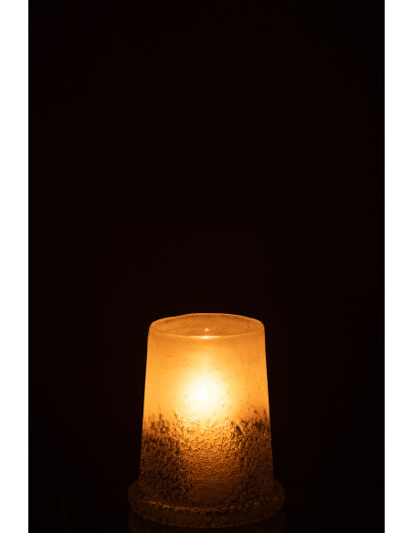 Photophore original conique Diamètre 12 cm en Verre Blanc Motif givré Sugar - 4