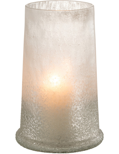 Photophore original conique XL Diamètre 17 cm en Verre Blanc Motif givré Sugar - 1